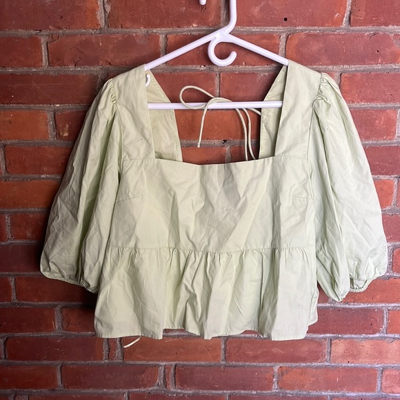 Abercrombie & Fitch Puff sleeve poplin square neck top - Picture 2 of 3